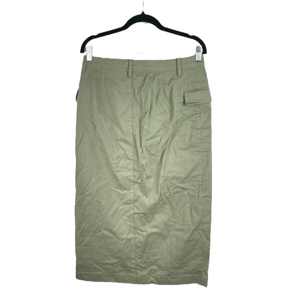 GAP Olive Green High Waisted Front Slit Midi Utility Straight Pencil Skirt Sz 30 - Picture 3 of 6